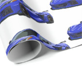 Dunkelblau C8 Corvette Sportwagen Handgezeichnet Geschenkpapier (Rolleneckpunkt)