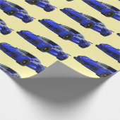 Dunkelblau C8 Corvette Sportwagen Handgezeichnet Geschenkpapier (Ecke)