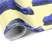 Dunkelblau C8 Corvette Sportwagen Handgezeichnet Geschenkpapier (Rolleneckpunkt)