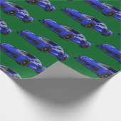 Dunkelblau C8 Corvette Sportwagen Handgezeichnet Geschenkpapier (Ecke)