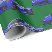 Dunkelblau C8 Corvette Sportwagen Handgezeichnet Geschenkpapier (Rolleneckpunkt)