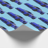 Dunkelblau C8 Corvette Sportwagen Handgezeichnet Geschenkpapier (Ecke)