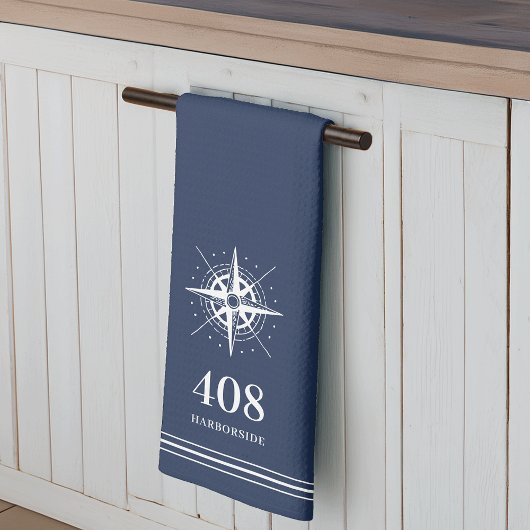 Dunkelblau | Compass House Number & Street Name Geschirrtuch