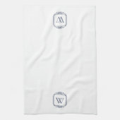 Dunkelblau | Einfache Monogramm klassischer Rahmen Geschirrtuch (Vertikal)