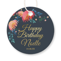 Dunkelblau, elegant, Whimsikale Blume, Goldakzent