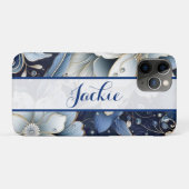 Dunkelblau floral Case-Mate iPhone hülle (Rückseite (Horizontal))