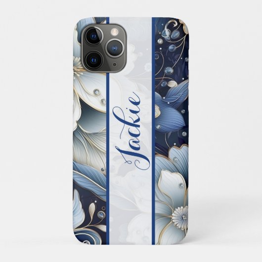 Dunkelblau floral Case-Mate iPhone hülle (Rückseite)