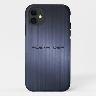 Dunkelblau gebürstetes Aluminium-Metal-Look-Monogr Case-Mate iPhone Hülle