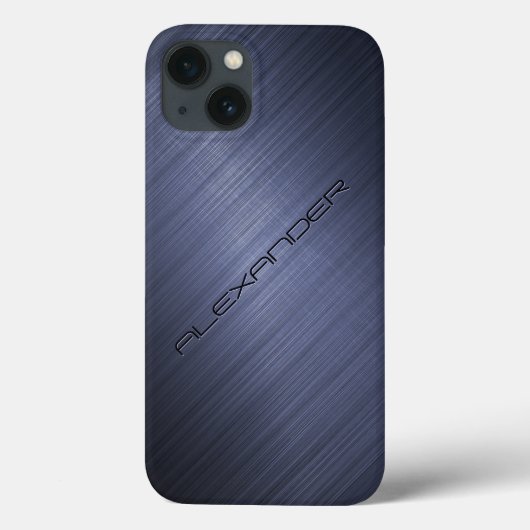 Dunkelblau gebürstetes Aluminium-Metal-Look-Monogr Case-Mate iPhone Hülle (Rückseite)