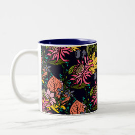 Dunkelblau-gelb-aster-Blume-Tafel mit zwei Tonen Zweifarbige Tasse