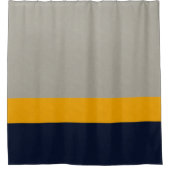 Dunkelblau, gelb, grau gestreift, texturiert  duschvorhang (Vorderseite)