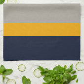 Dunkelblau, gelb, grau gestreift, texturiert geschirrtuch (Gefaltet)