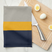 Dunkelblau, gelb, grau gestreift, texturiert geschirrtuch (Viertel Falte)