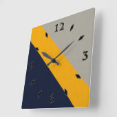 Dunkelblau, gelb, grau gestreift, texturiert quadratische wanduhr (Winkel)