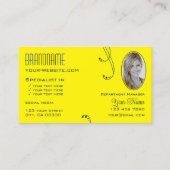 Dunkelblau gelb Verziert mit Monogramm und Foto Visitenkarte (Rückseite)