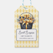 Dunkelblau-gelbe Körbe Geschenkanhänger (Vorderseite)