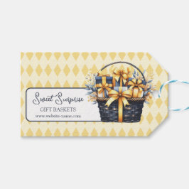 Dunkelblau-gelbe Körbe Geschenkanhänger