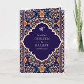 Dunkelblau-gelber Kat in einer Sikh-Hochzeit Einladung (Vorderseite)