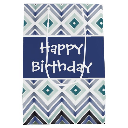 Dunkelblau Gemustert Mittlere Geschenktüte (Rückseite)