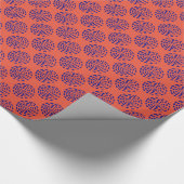 Dunkelblau gestreiftes Kreismuster auf orange Geschenkpapier (Ecke)