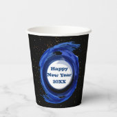 Dunkelblau gestrichen am Abend, glücklich Neues Ja Pappbecher (Rückseite)