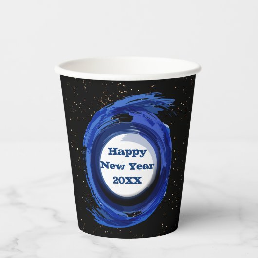 Dunkelblau gestrichen am Abend, glücklich Neues Ja Pappbecher (Vorderseite)