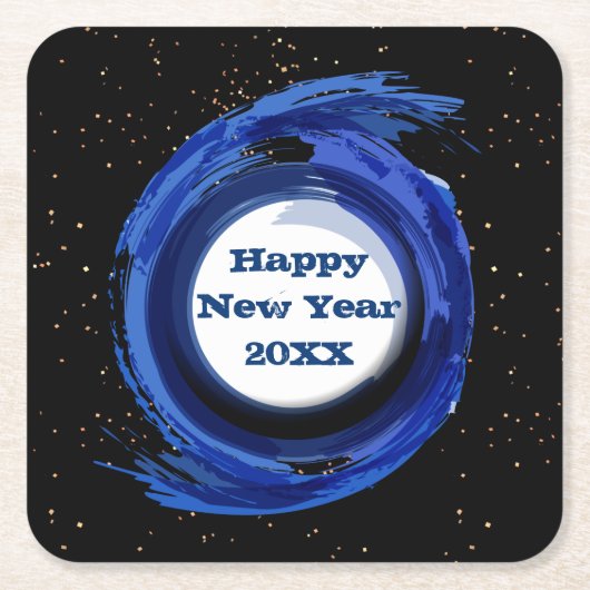 Dunkelblau gestrichen am Abend, glücklich Neues Ja Rechteckiger Pappuntersetzer (Vorderseite)