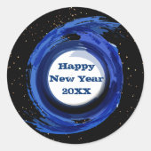 Dunkelblau gestrichen am Abend, glücklich Neues Ja Runder Aufkleber (Vorderseite)