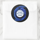 Dunkelblau gestrichen am Abend, glücklich Neues Ja Runder Aufkleber (Tasche)