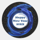 Dunkelblau gestrichen am Abend, glücklich Neues Ja Runder Aufkleber (Vorderseite)