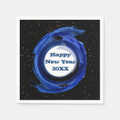 Dunkelblau gestrichen am Abend, glücklich Neues Ja Serviette (Vorderseite)