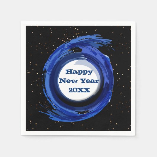 Dunkelblau gestrichen am Abend, glücklich Neues Ja Serviette (Vorderseite)