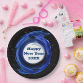 Dunkelblau gestrichen am Abend, Happy New Year 20x Pappteller (Party)