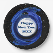 Dunkelblau gestrichen am Abend, Happy New Year 20x Pappteller (Vorderseite)