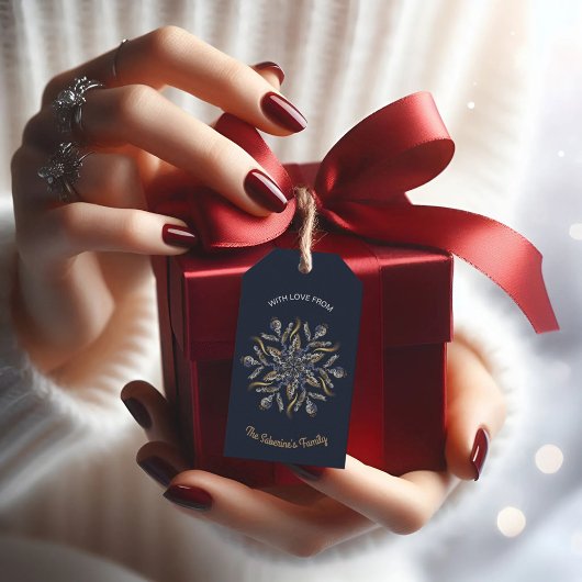 Dunkelblau & Gold Mitternachts-Funkelsterne Neujah Geschenkanhänger