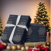 Dunkelblau & Gold Mitternachts-Funkelsterne Neujah Geschenkpapier