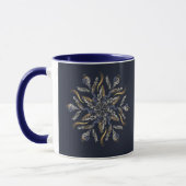 Dunkelblau & Gold Mitternachts-Funkelsterne Neujah Tasse (Links)