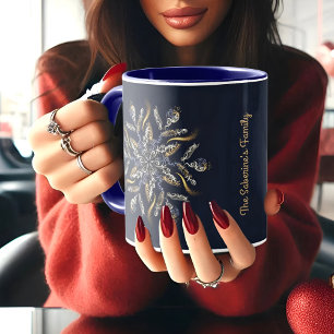 Dunkelblau & Gold Mitternachts-Funkelsterne Neujah Tasse