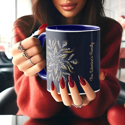 Dunkelblau & Gold Mitternachts-Funkelsterne Neujah Tasse