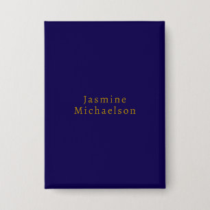 Dunkelblau & Gold Süß Minimalistisch Eigener Name Button