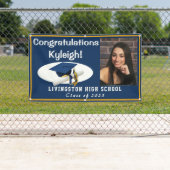 Dunkelblau, Gold und Weiß Vinyl Abschluss Foto Banner (Insitu)