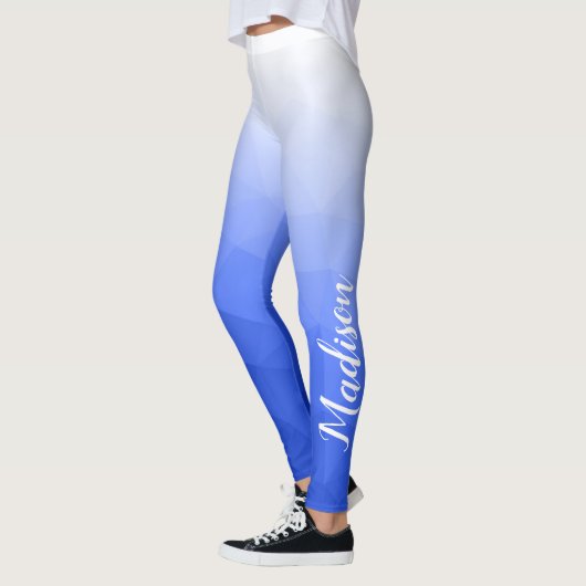 Dunkelblau Gradient Geometry Mesh Muster Name Leggings (Links)