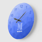 Dunkelblau Gradientengeometrisches Messemuster Mon Große Wanduhr (Winkel)