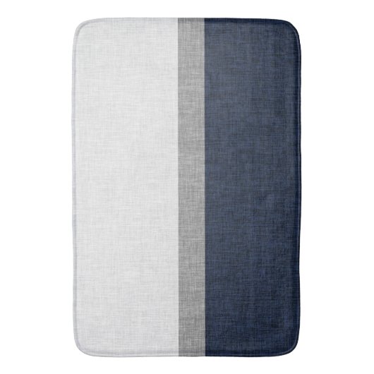 Dunkelblau, grau, einfach Streifen Crosshatch Badematte (Vorderseite Vertikal)