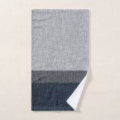 Dunkelblau-graue Crosshatch Stripe Man Höhle Badhandtuch Set (Handtuch)