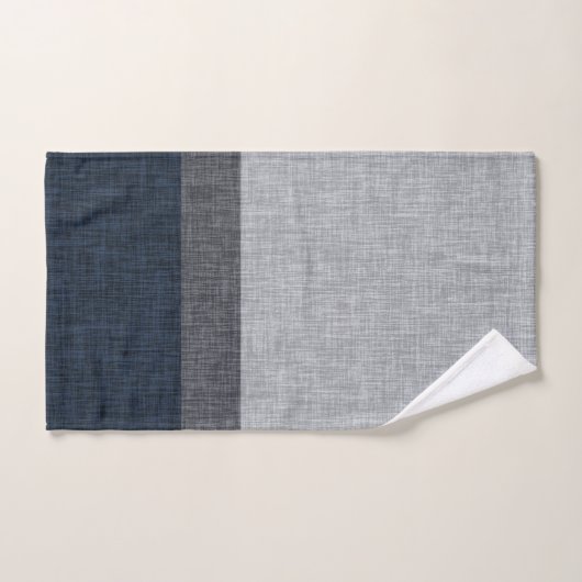 Dunkelblau-graue Crosshatch Stripe Man Höhle Badhandtuch Set (Handtuch)