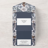 Dunkelblau graue Rose All In One Einladung (Außenbereich)