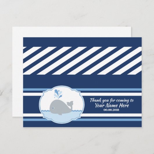 Dunkelblau-graue Whale-Beutel für Dusche Postkarte (Vorne/Hinten)