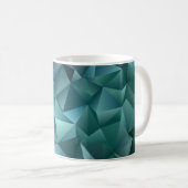 Dunkelblau grün: Abstraktes Kristalldesign Kaffeetasse (VorderseiteRechts)
