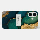 Dunkelblau, Grün & Gold Case-Mate iPhone Hülle (Rückseite (Horizontal))